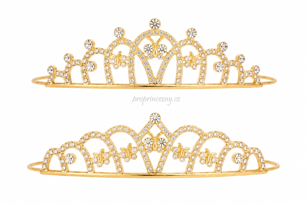 Zlatá dětská korunka pro princeznu s kamínky – výběr ze 2 variant