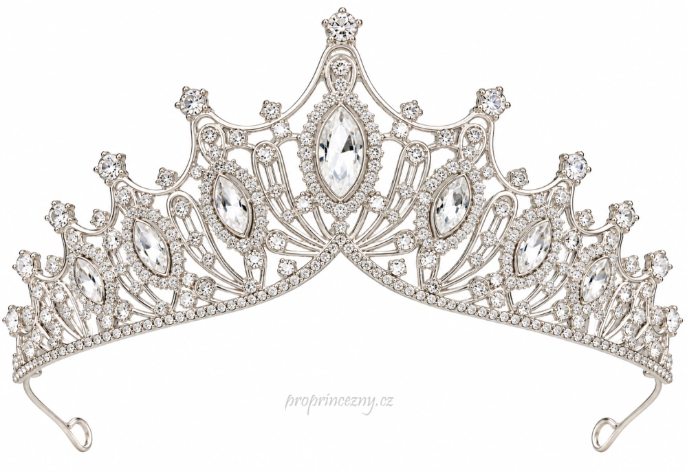 Stříbrná korunka pro princeznu s krystaly