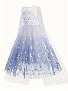 Elsa šaty Frozen – bílo-modré princeznovské šaty pro holčičky 98–140 cm