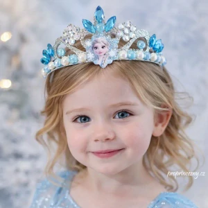 Elsa čelenka s korunkou – modrá Frozen princezna