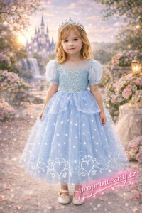Princeznovské šaty Popelka – modré třpytivé