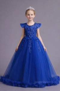 Dívčí společenské šaty princeznovské – královsky modré