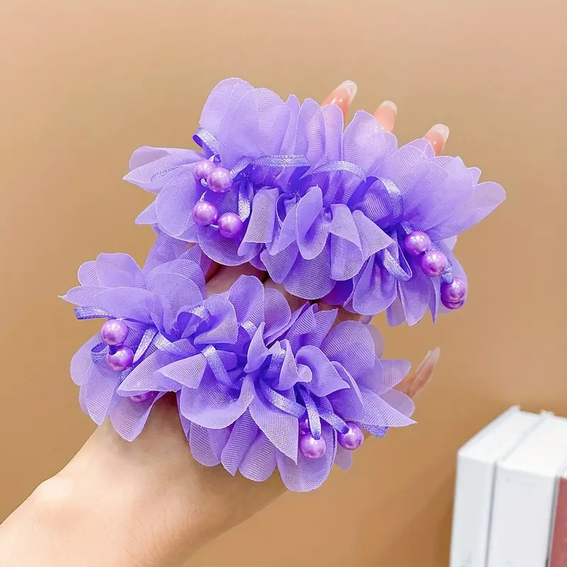 2 ks fialové gumičky s korálky