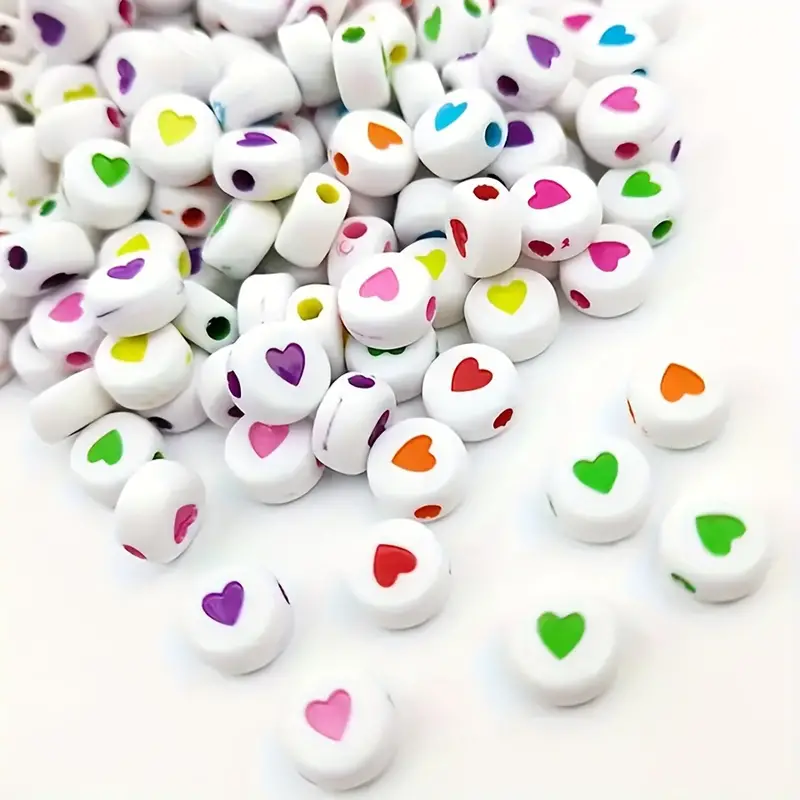 100ks korálky srdíčka barevný