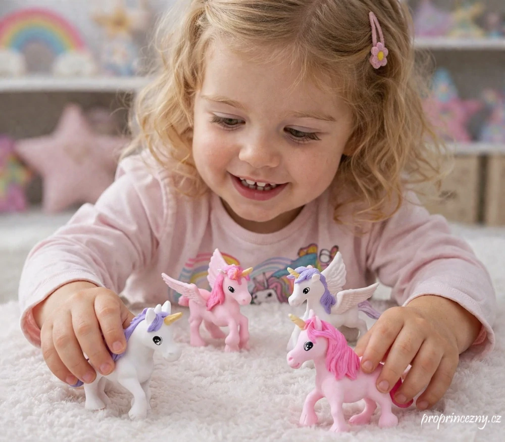 Jednorožec figurky na dort i na hraní – sada 4 ks