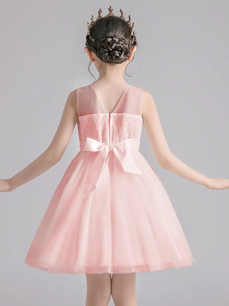 Dívčí slavnostní šaty s perličkami – růžové tylové šaty