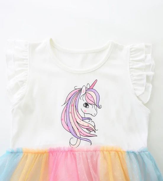 Bavlněné šaty s jednorožcem – pastelová tutu