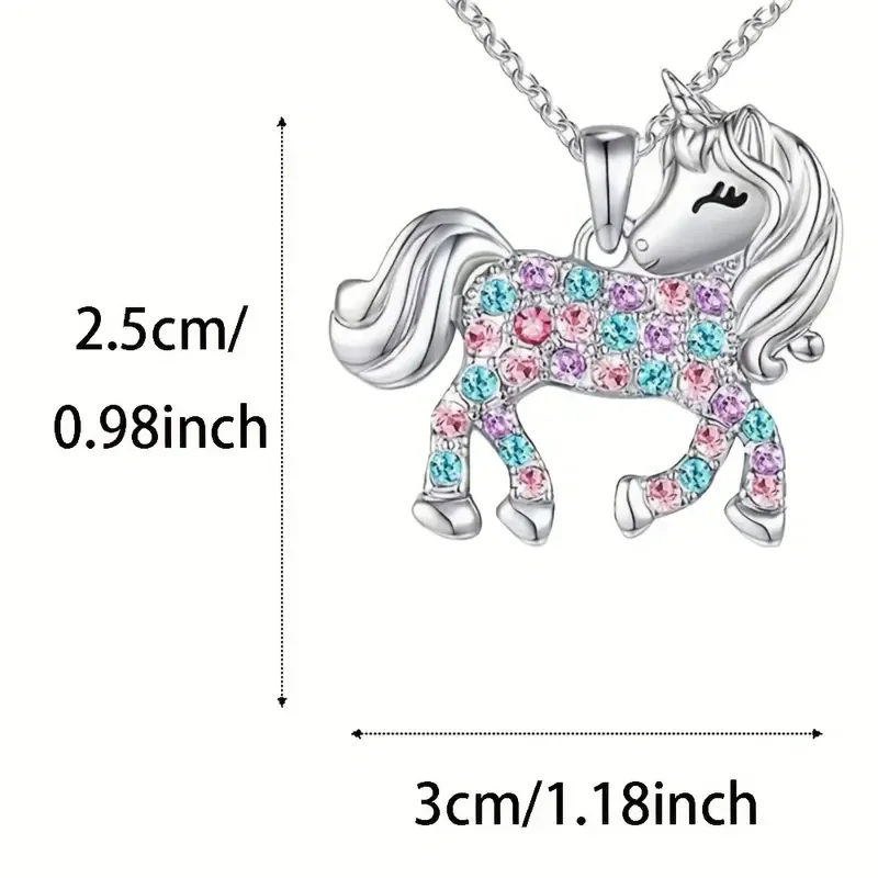 Dívčí řetízek jednorožec s třpytivými kamínky