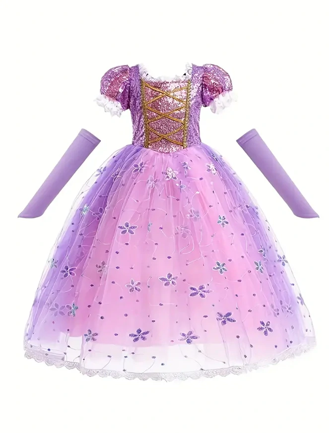 fialkové šaty pro princeznu