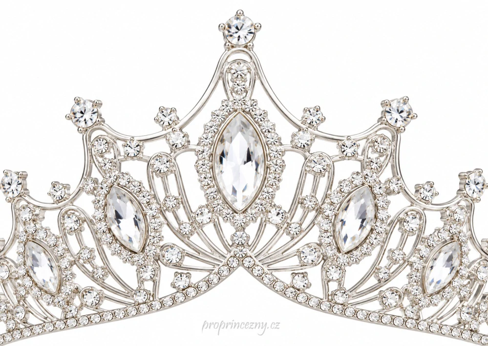 Stříbrná korunka pro princeznu s krystaly