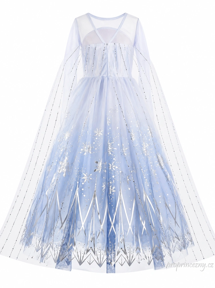 Elsa šaty Frozen 2 – bílo-modré princeznovské šaty pro holčičky