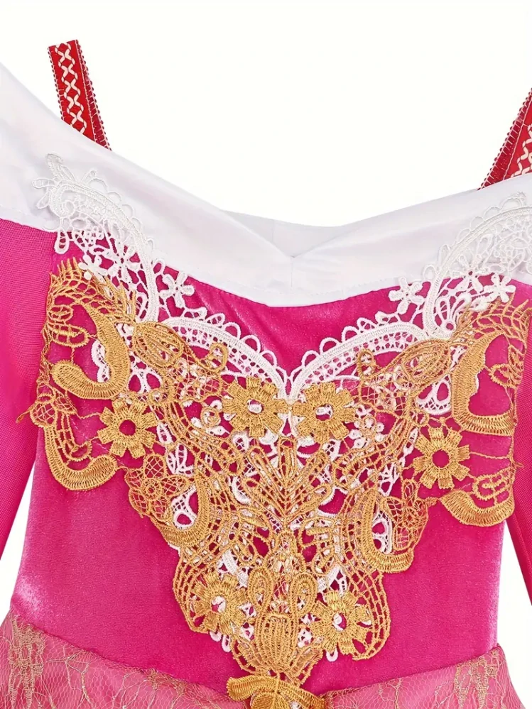 Šaty pro princeznu - růžové se zlatým zdobením