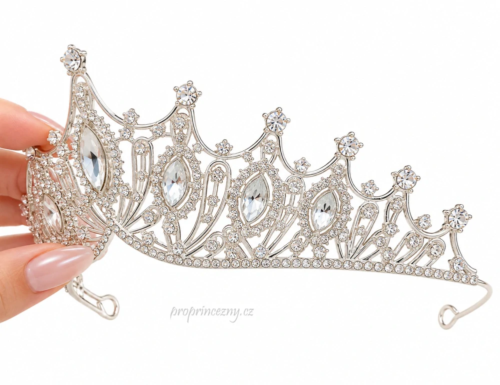 Stříbrná korunka pro princeznu s krystaly