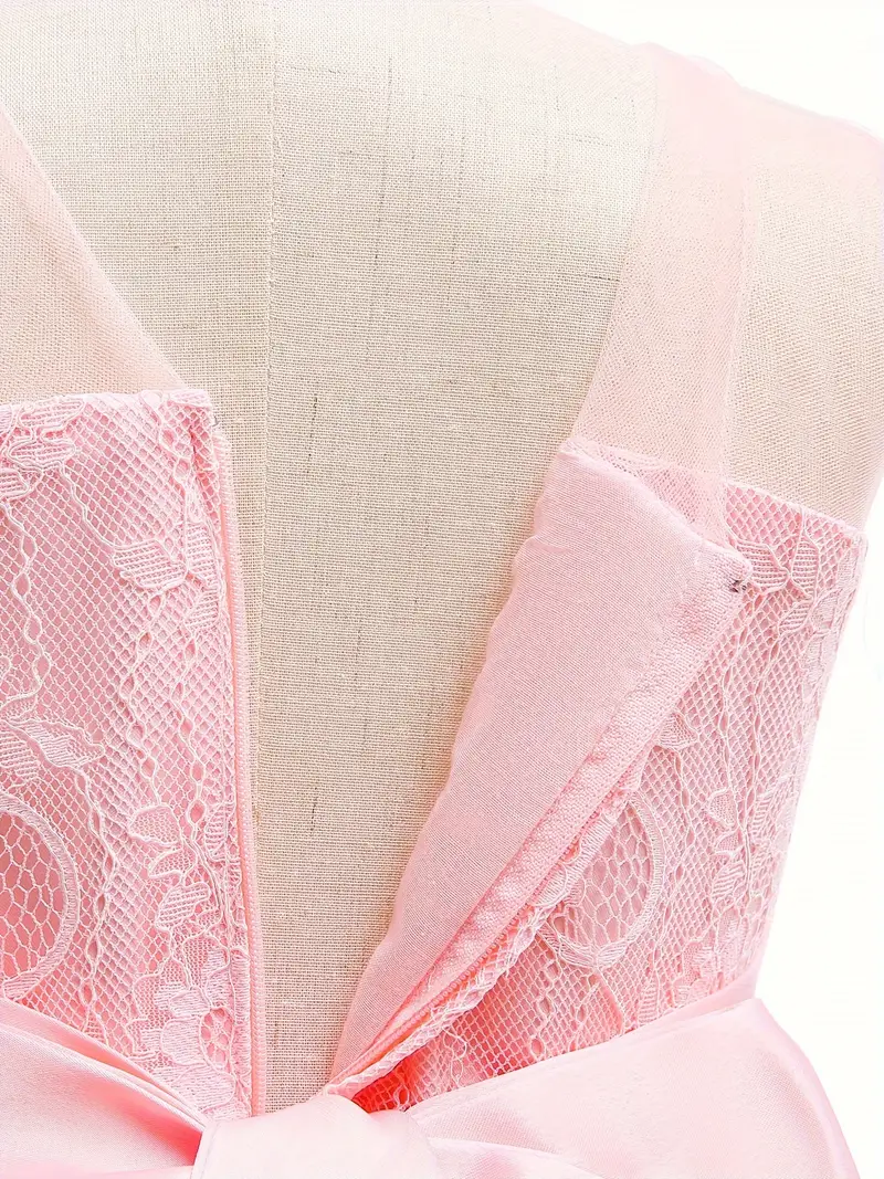 Dívčí slavnostní šaty s perličkami – růžové tylové šaty