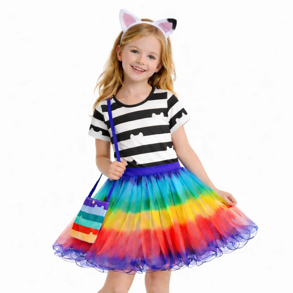 Kostým Gábi s doplňky – duhová sukně a ouška