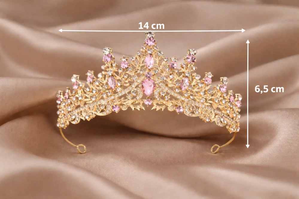 Princeznovská korunka se zirkony – zlatá a růžová