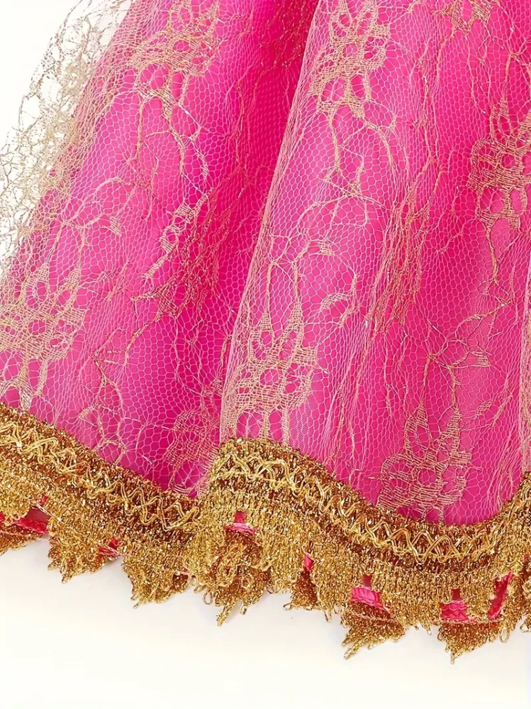 Šaty pro princeznu - růžové se zlatým zdobením