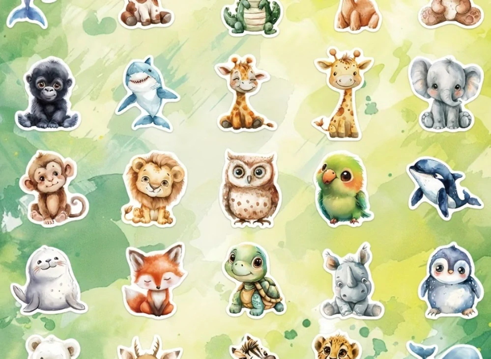 50 ks samolepky zvířátka pro děti