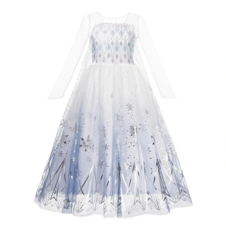 Elsa šaty Frozen – bílo-modré princeznovské šaty pro holčičky 98–140 cm